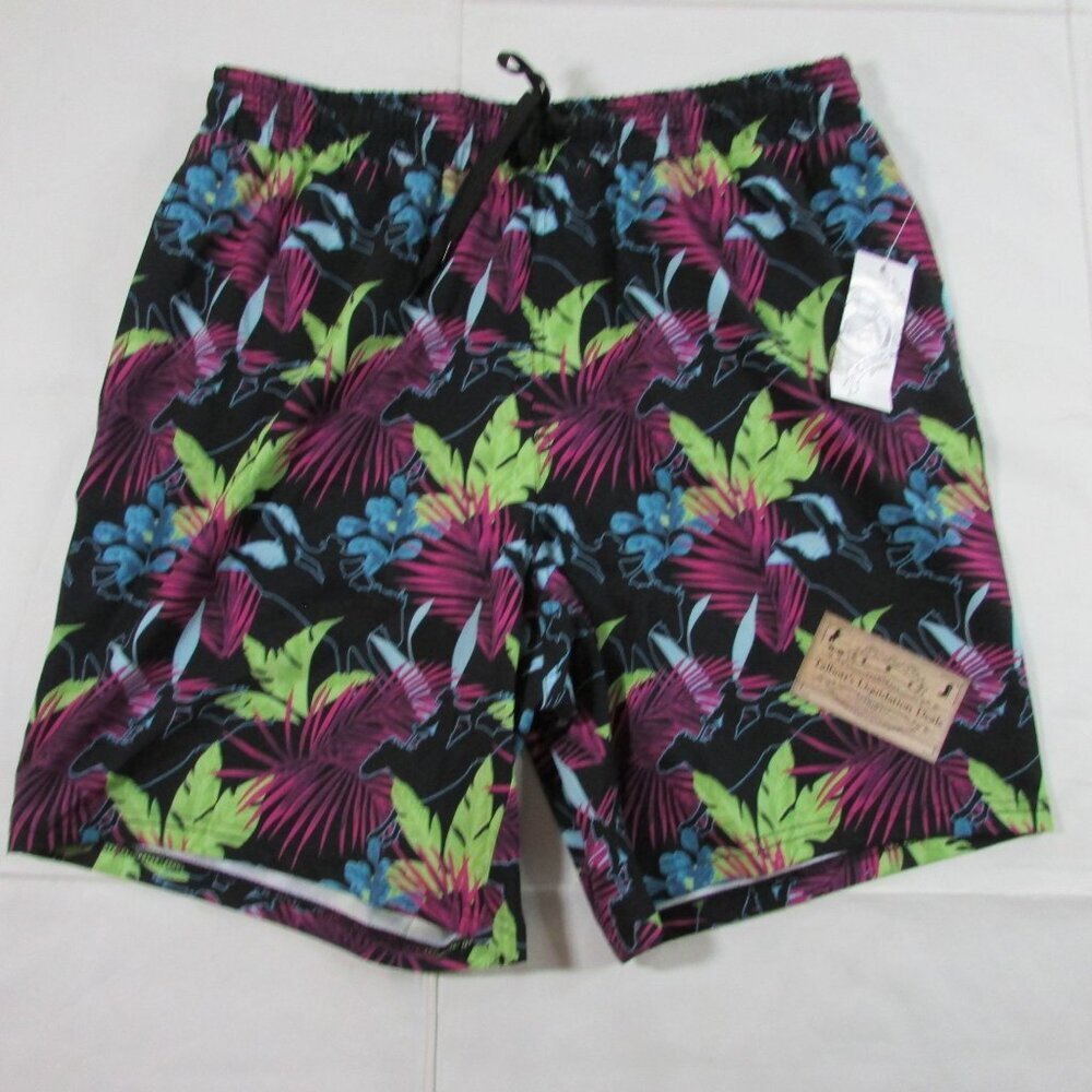 Cinch Men's Bronc Rider Floral Print Swim Trunk Shorts Black/Multi